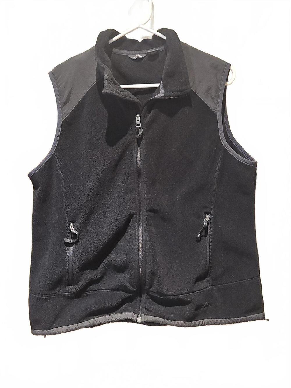 Eddie Bauer Mens XL Black Polartac Wind Pro Full Zip Fleece Vest